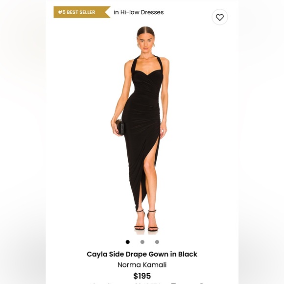 Norma Kamali Dresses & Skirts - Norma Kamali Cayla Side Drape Gown in Black
